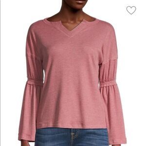 Baea | Women's Flare Sleeve Thermal Top In Blush